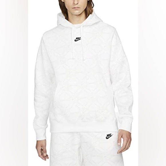 Nike Other - Nike Cream AOP Center Swoosh Terry Fleece Hoodie Medium